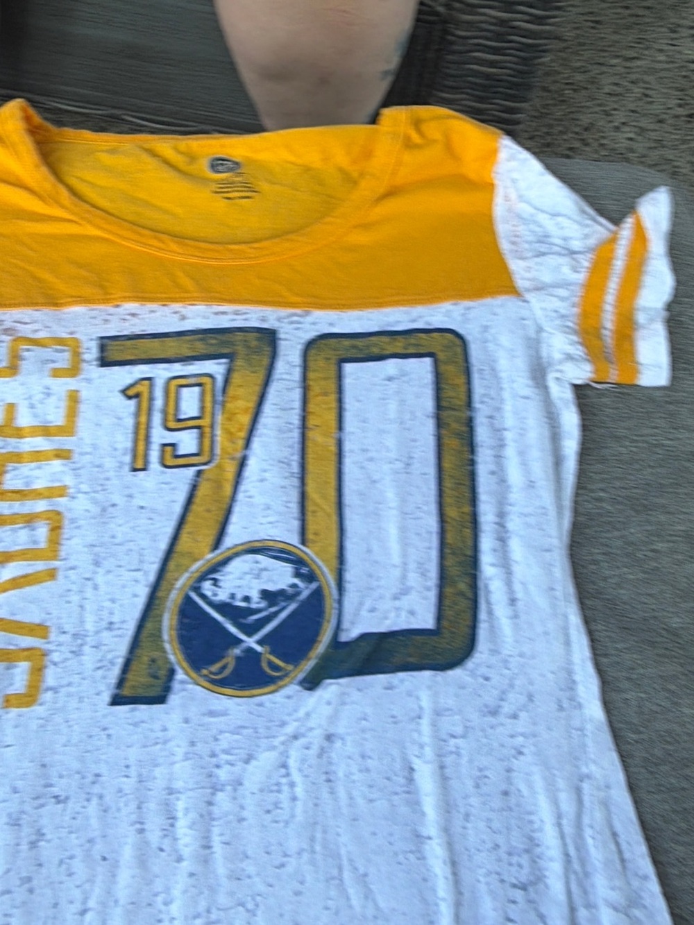 NHL Yellow & White womens Short Sleeve Graphic Tee Buffalo Sabres